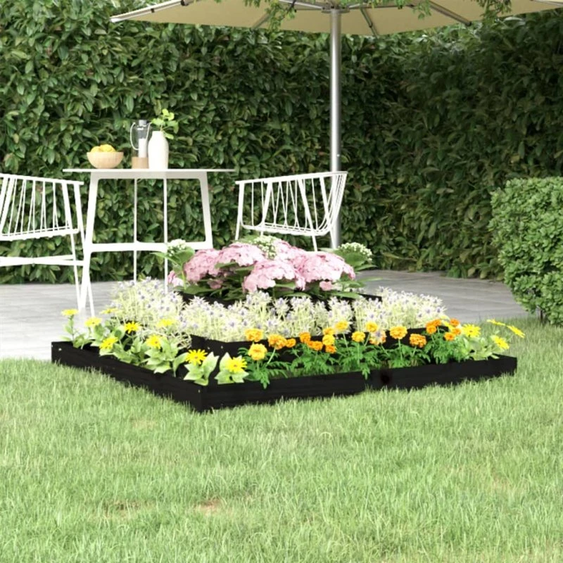 Plantekasse i massivt fyrretræ 110×110×27 cm – sort
