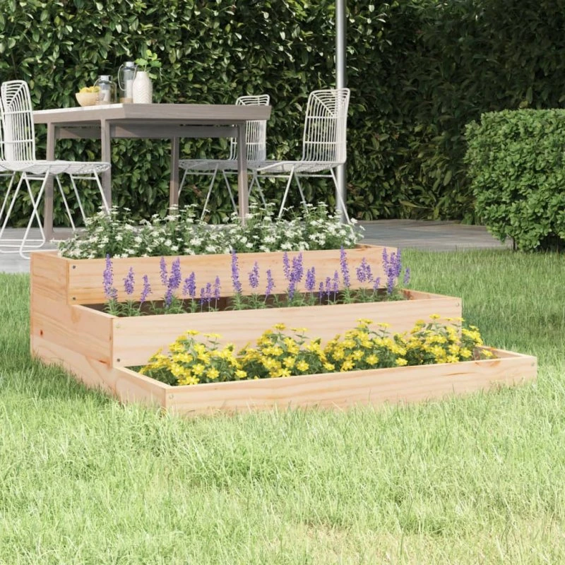 Plantekasse i massivt fyrretræ 78x78x27 cm