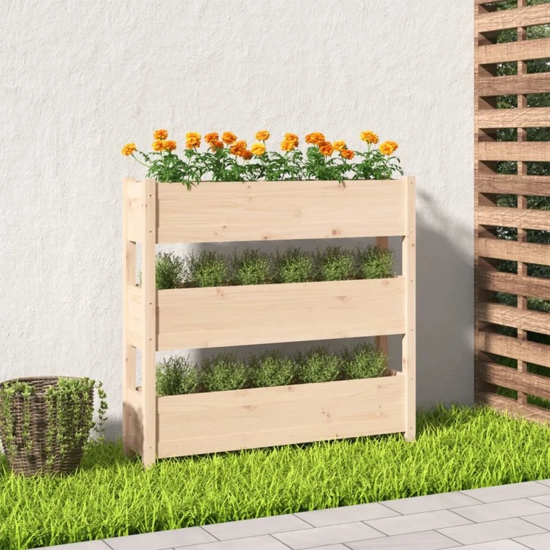 Plantekasse i massivt fyrretræ 112x25x104,5 cm