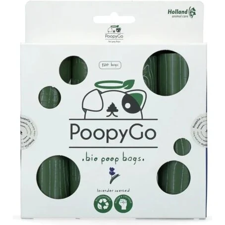 PoopyGo Eco Høm-høm poser lavendel 8 ruller (120 stk)