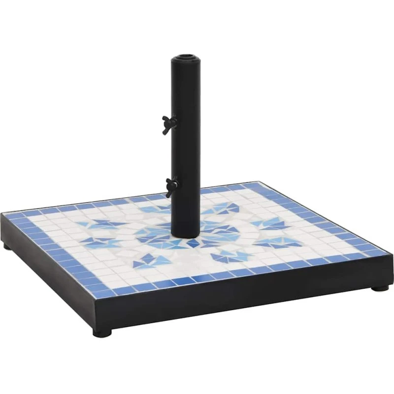 Parasolfod 12 kg firkantet blå-hvid i jern