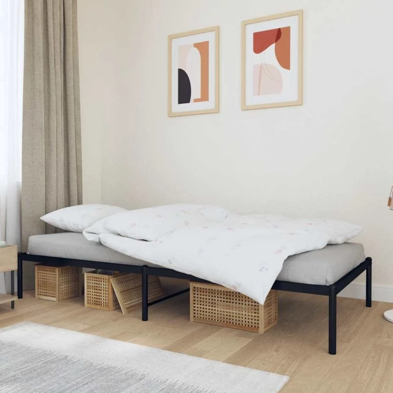 Sengeramme 90x200 cm i sort pulverlakeret stål