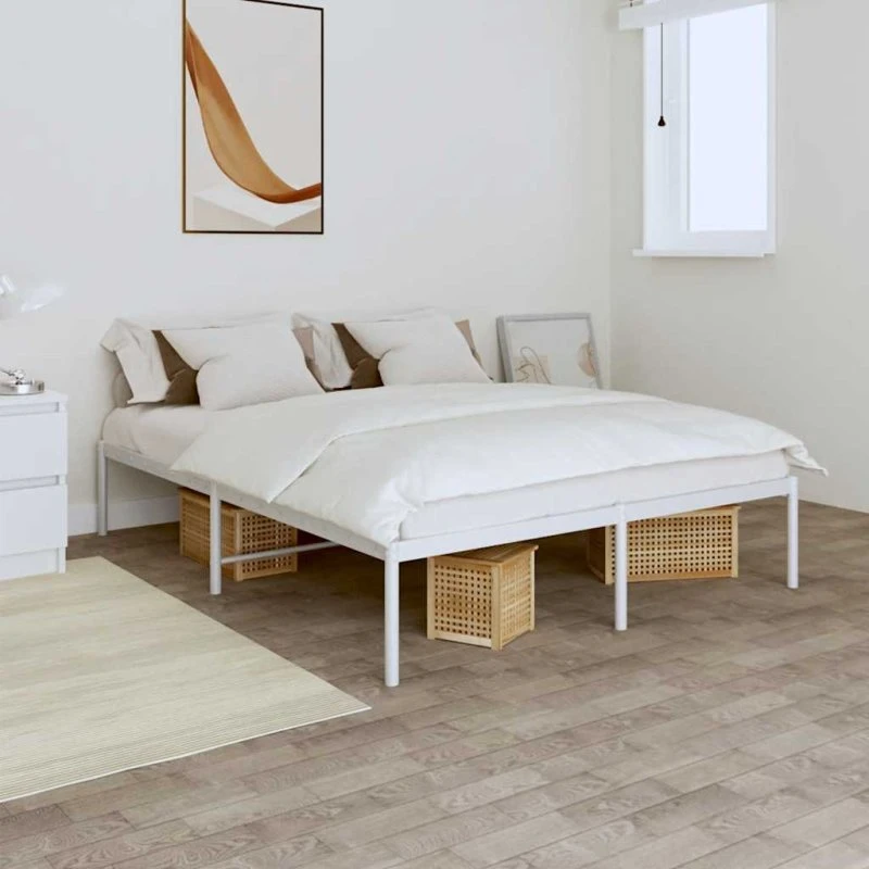 Sengeramme 160x200 cm i metal - hvid