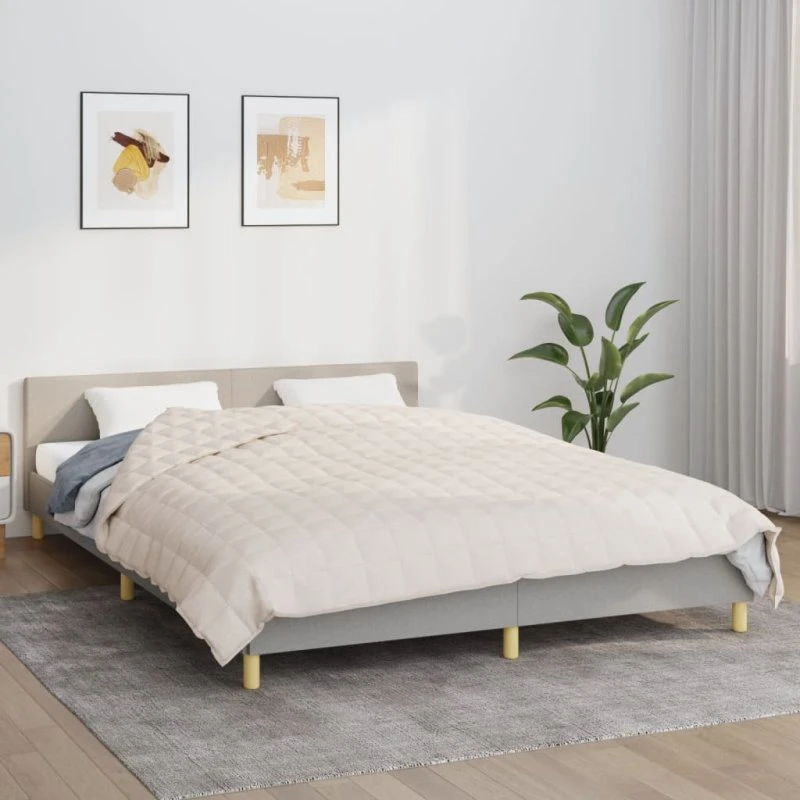 Tyngdetæppe 220x240 cm 15 kg – lys creme bomuld