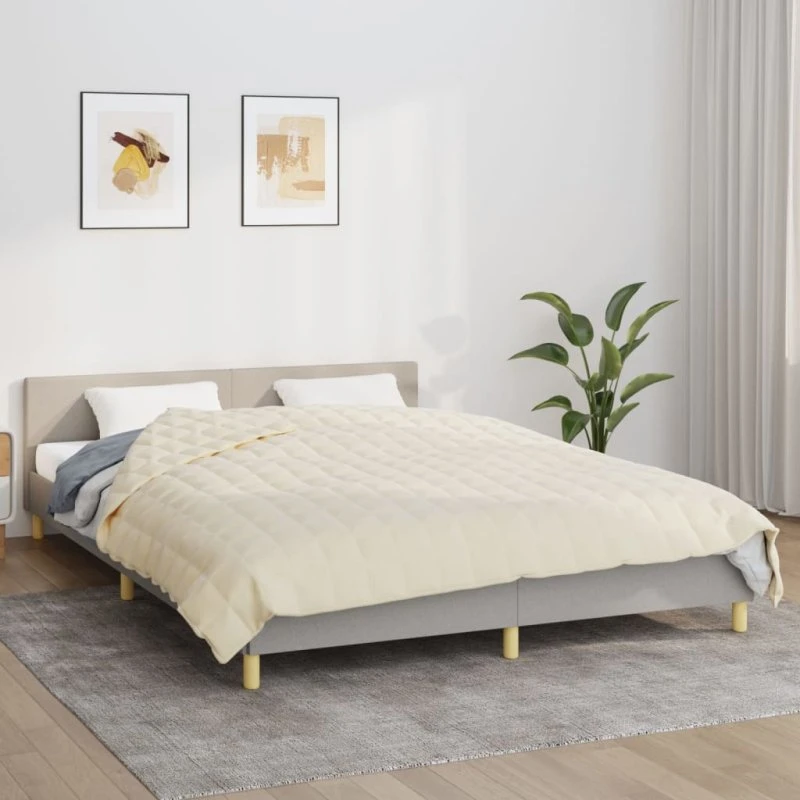 Tyngdetæppe 200x230 cm, 13 kg - Lys creme, åndbart stof