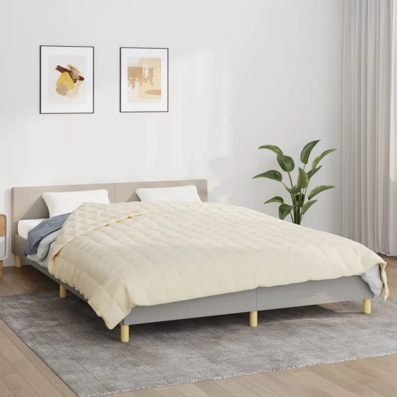 Tyngdetæppe 220x240 cm 15 kg – lys creme, åndbart stof