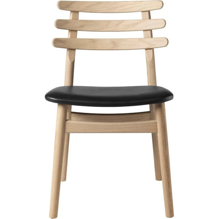 FDB Møbler J48 spisebordsstol – matlakeret egetræ, sort læder