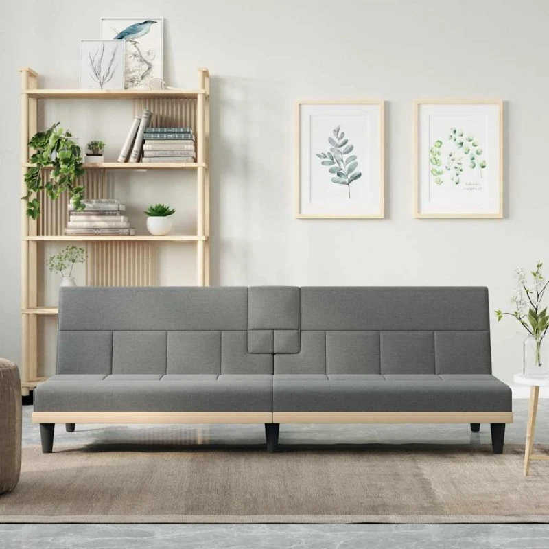 Sovesofa stof mørkegrå med kopholdere