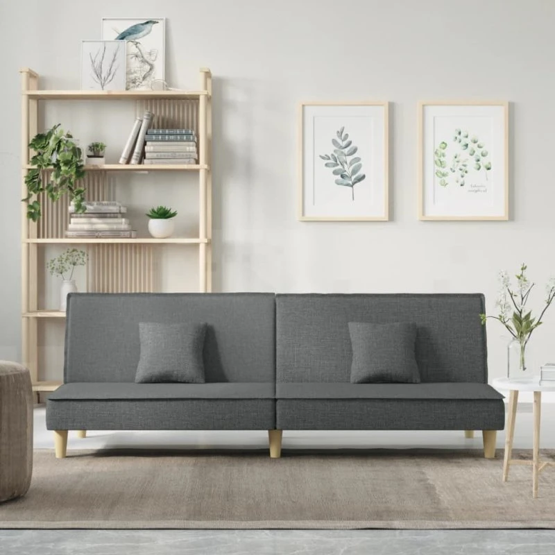 Sovesofa stof mørkegrå med justerbart ryglæn