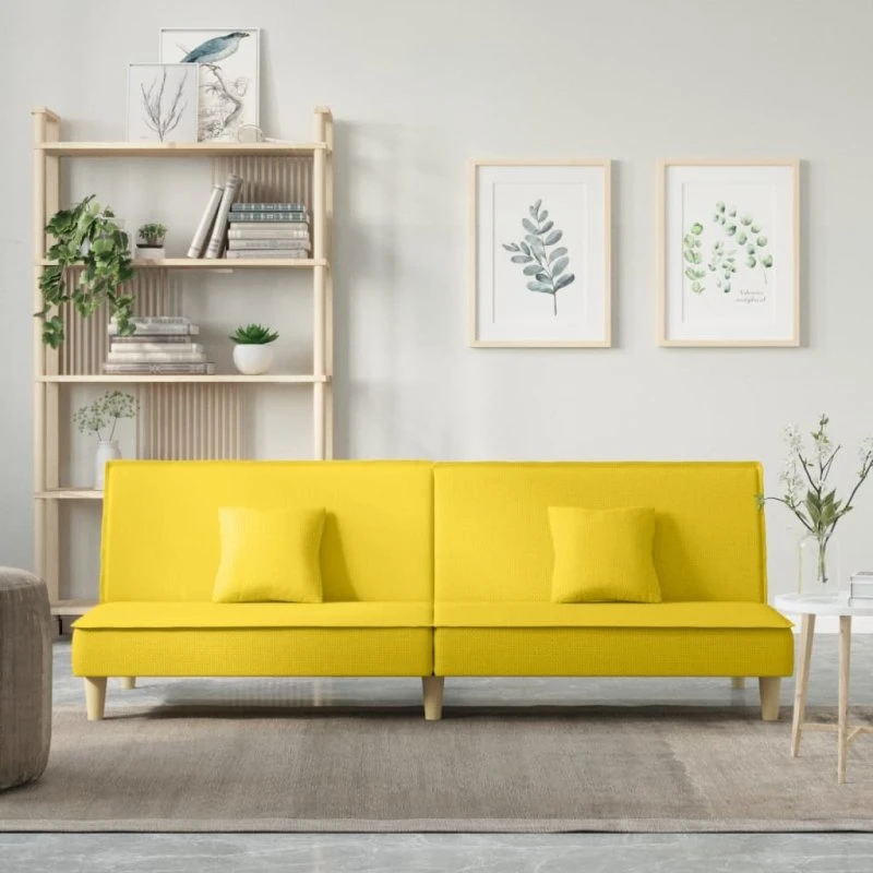 Sovesofa stof lysegul med justerbare ryglæn