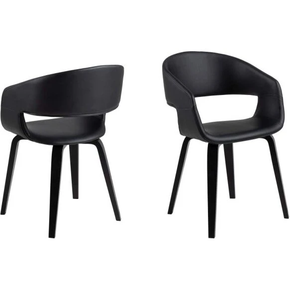 Nova spisestuestol med armlæn i PU kunstlæder - sort