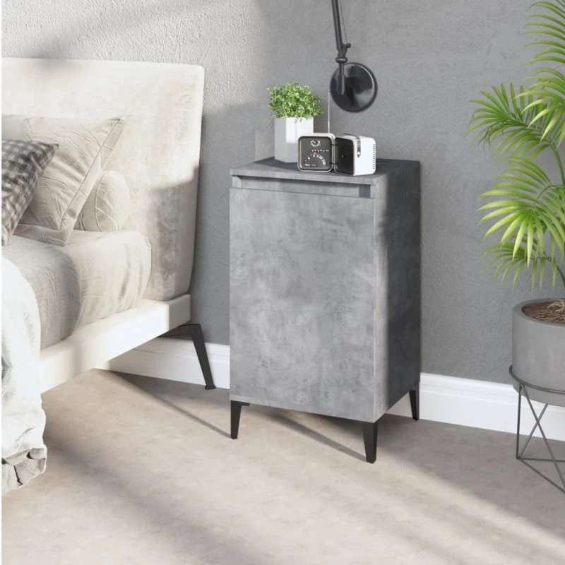 Sengebord 40x35x70 cm – konstrueret træ, betongrå