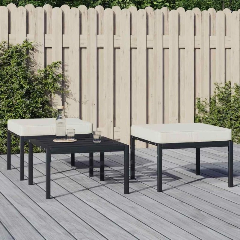 Haveskamler 2 stk. med sandfarvede hynder 60x60x35 cm