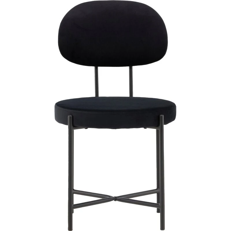 Stella spisebordsstol velour - sort (2-pak)
