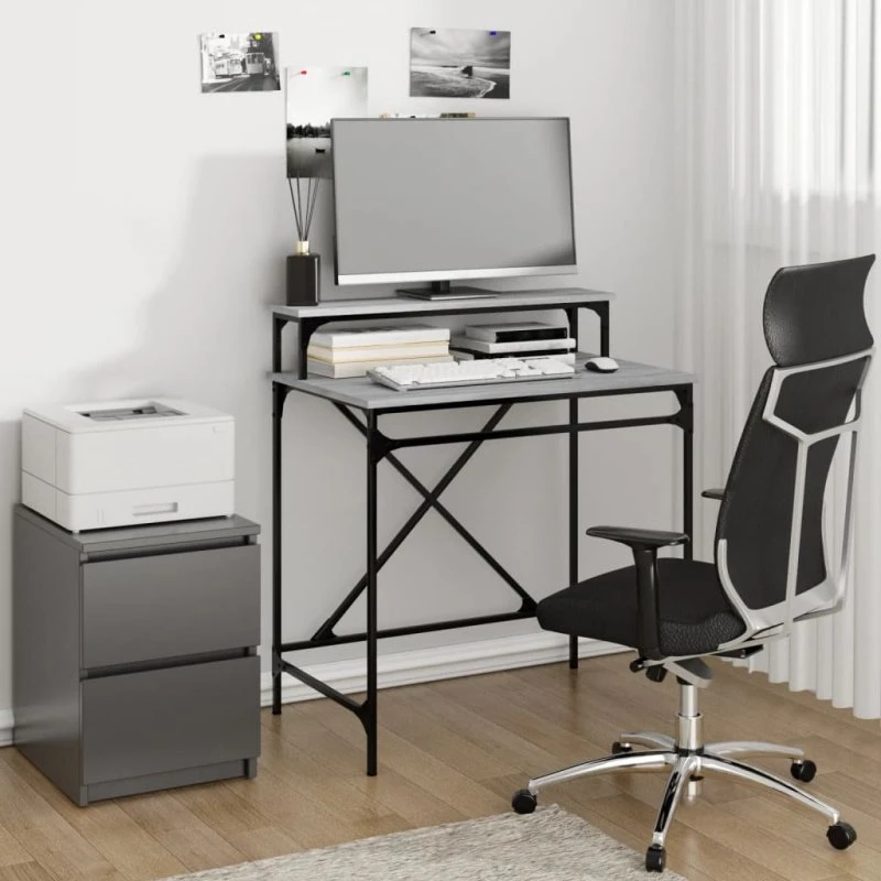 Skrivebord 80x50x90 cm – Sonoma-eg/Sort stål