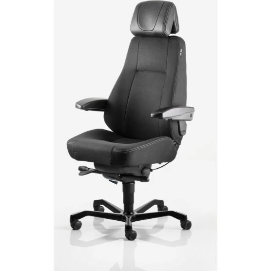 KAB Seating Director kontorstol i sort skind inkl. armlæn & nakkestøtte