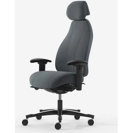 Malmstolen Classic 7000 kontorstol - høj ryg, grå med nakkestøtte