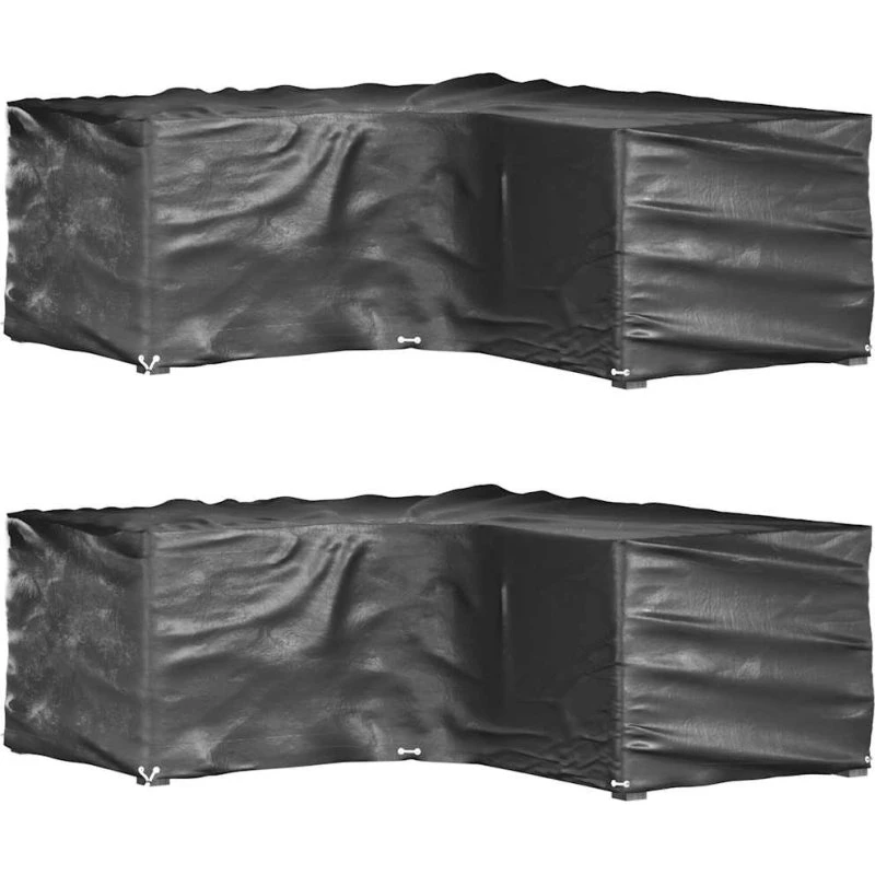 L-formede havemøbelovertræk 2 stk 215x215x70 cm, 16 øjer