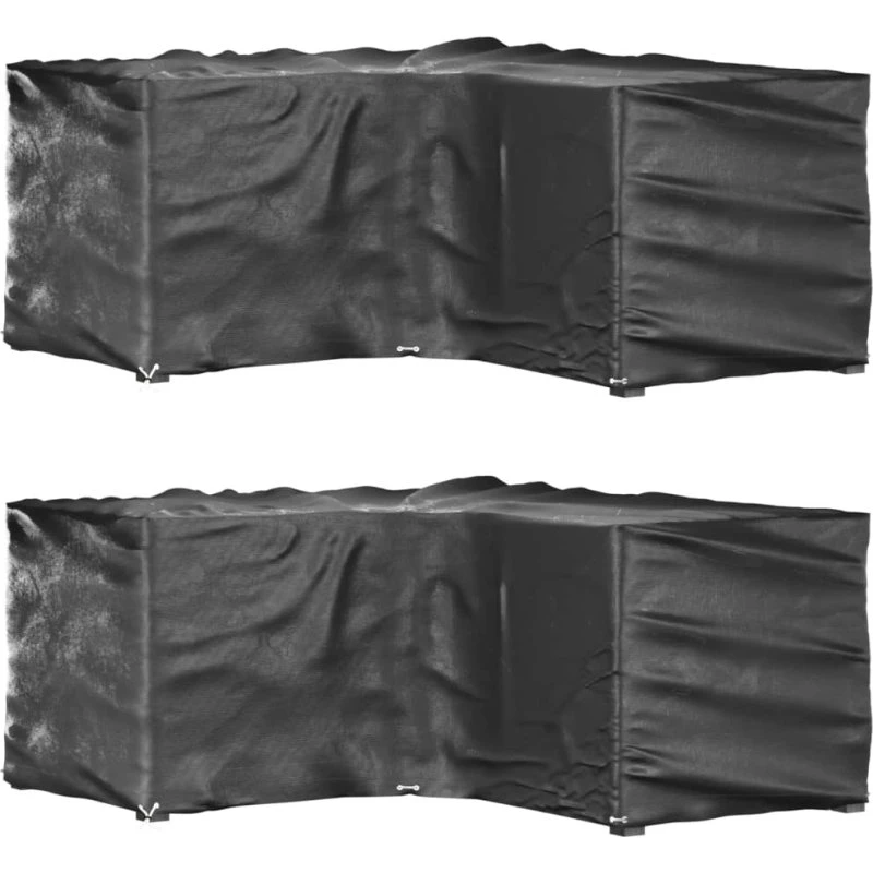 L-formede havemøbelovertræk 2 stk 215x215x90 cm, 16 øjer