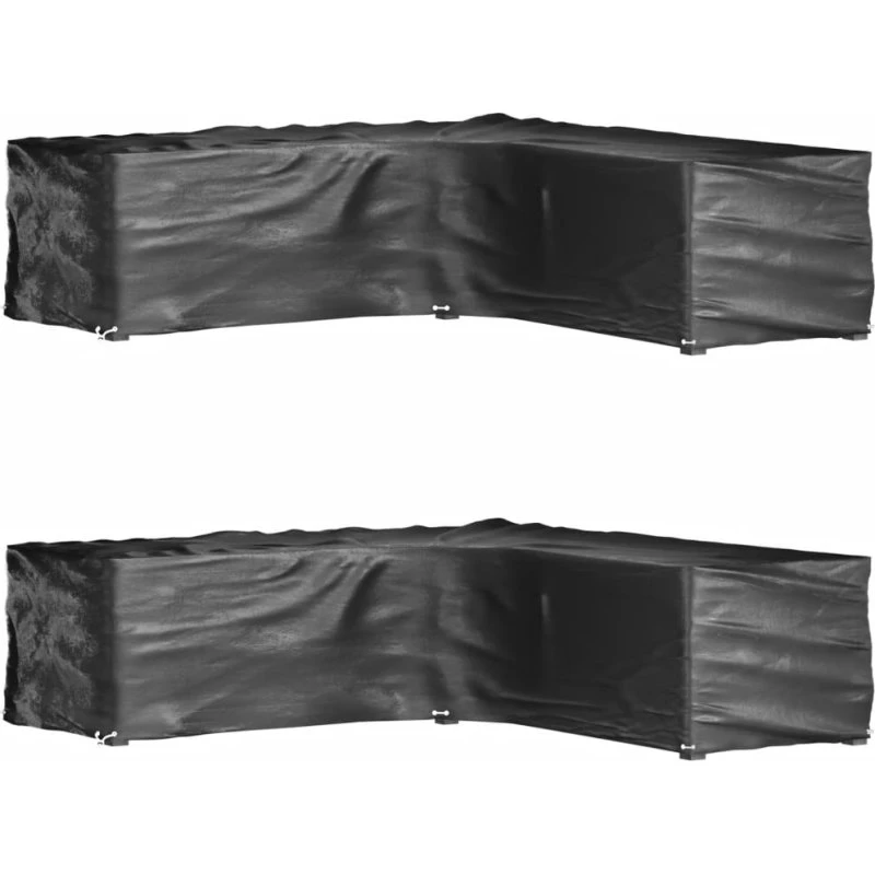 L-formede havemøbelovertræk 2 stk 250x250x70 cm, 16 øjer