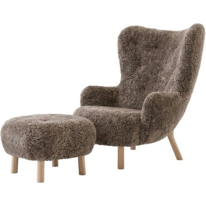 &Tradition Petra VB3 lænestol fåreskind Moonlight, olieret eg