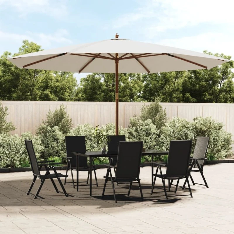 Haveparasol 400x273 cm med træstang – sandfarvet