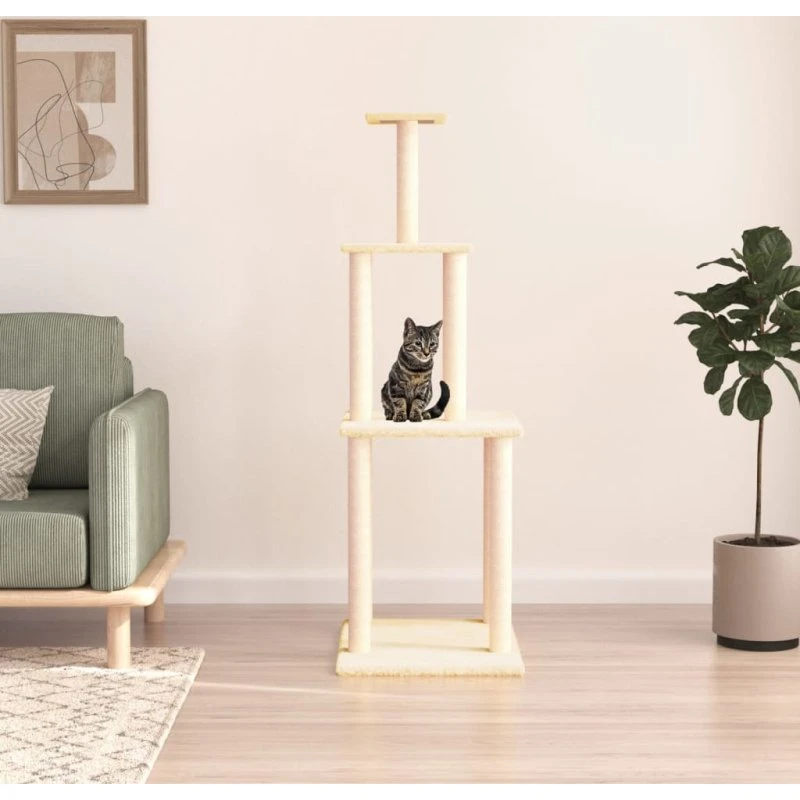 Kradsetræ med sisal 149 cm – creme