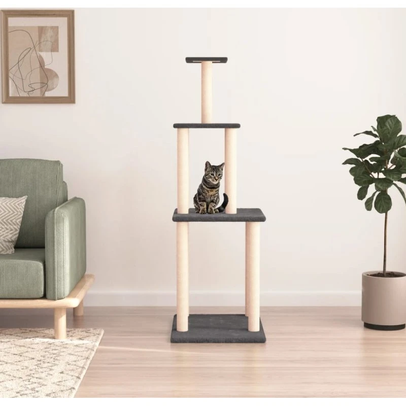 Kradsetræ 149 cm med sisal - mørkegrå