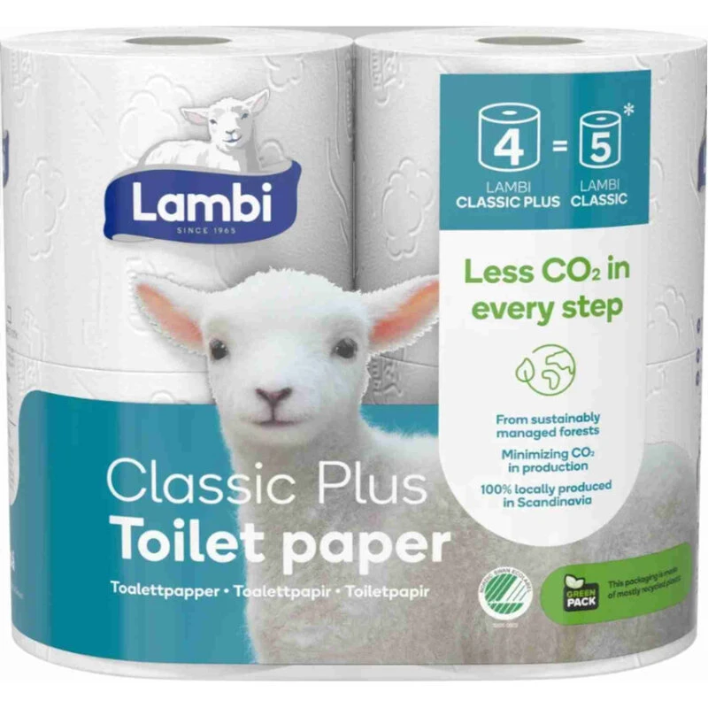 Lambi Extra Long 3-lags toiletpapir, 25,5 m x 28 ruller