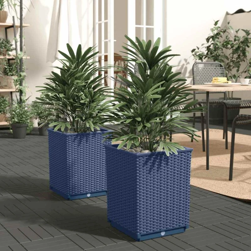 Plantekasser 2 stk 30x30x37 cm blågrå (polypropylen)