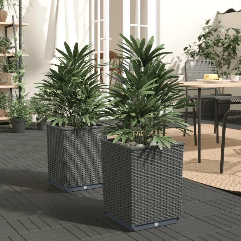 Plantekasser 2 stk. 30x30x37 cm – sort polypropylen
