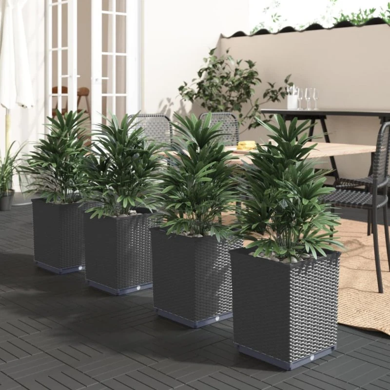 Plantekasser 4 stk. 30x30x37 cm sort (polypropylen)