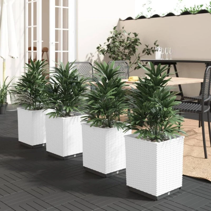 Plantekasser 4 stk. 30x30x37 cm – hvid polypropylen