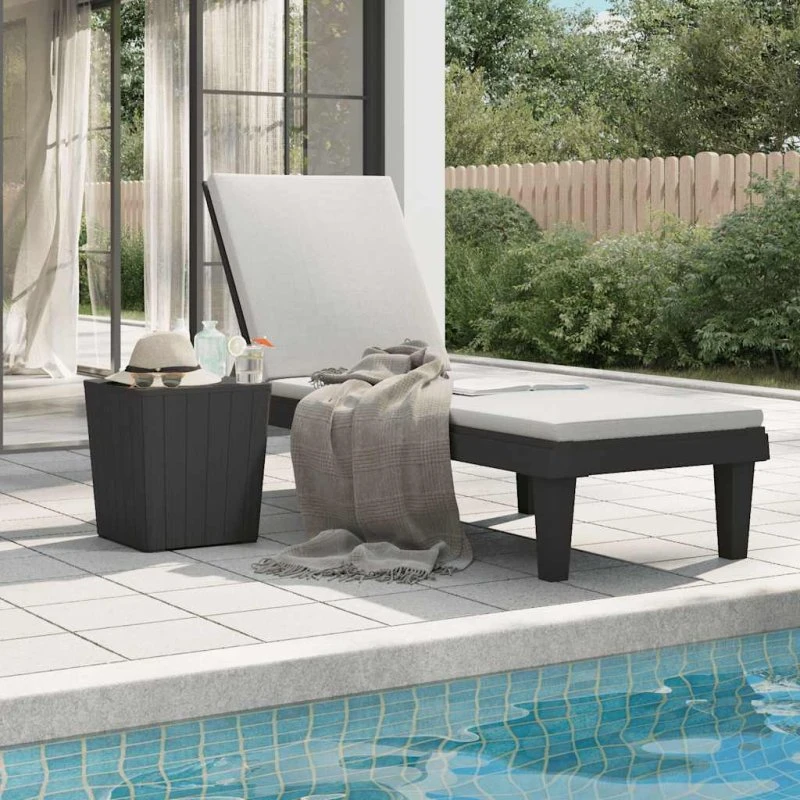 Liggestol 155x58x83 cm i sort polypropylen