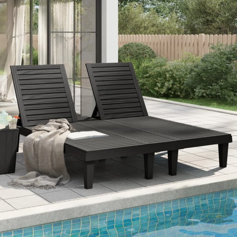 Dobbelt liggestol 155x138x83 cm i sort polypropylen