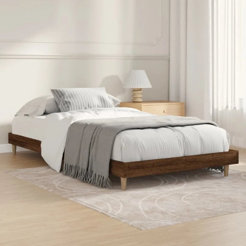 Sengeramme 90x200 cm i konstrueret træ - brun eg