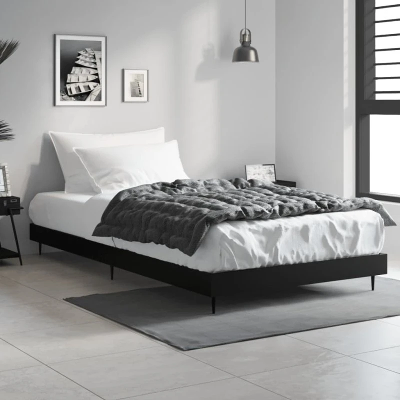 Sengeramme 90x200 cm i konstrueret træ – sort