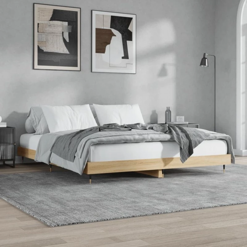 Sengeramme 200x200 cm i konstrueret træ – Sonoma-eg