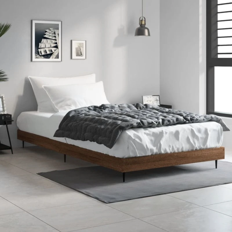 Sengeramme 90x200 cm i konstrueret træ – Brun Eg