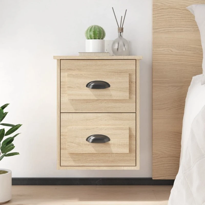 Væghængt sengebord 41,5x36x53 cm – Sonoma-eg