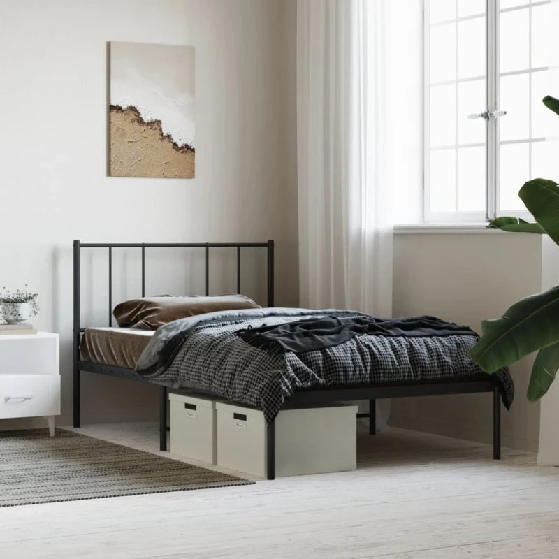Sengeramme 90x200 cm i sort pulverlakeret stål