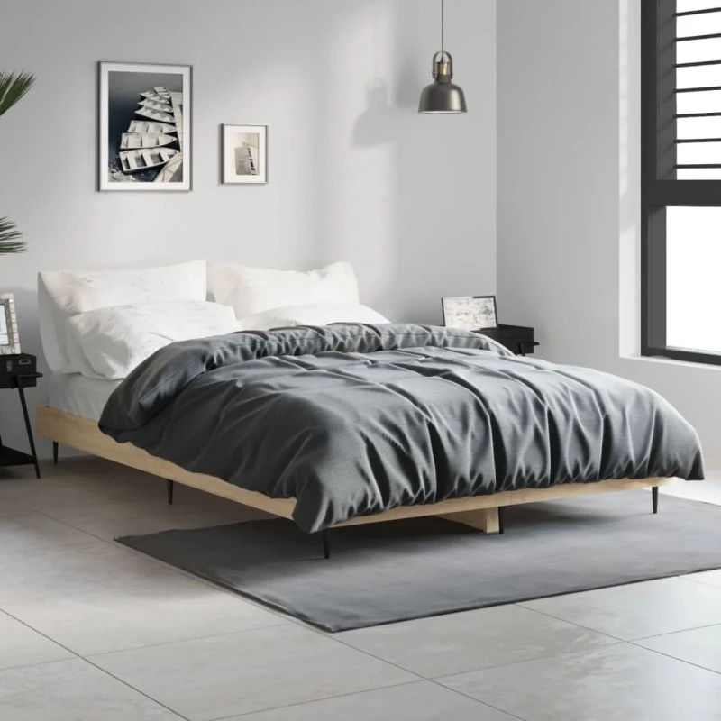 Sengeramme 120x190 cm i konstrueret træ – Sonoma-eg