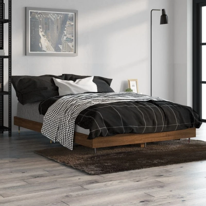Sengeramme 120x190 cm i konstrueret træ – brun eg