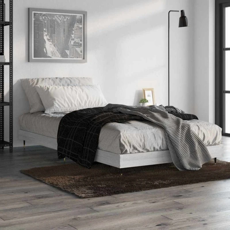 Sengeramme 90x190 cm i konstrueret træ – Grå Sonoma-eg