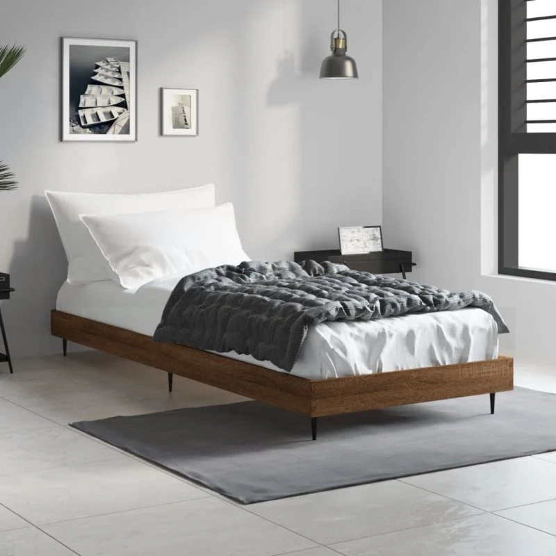 Sengeramme 75x190 cm i konstrueret træ – brun eg