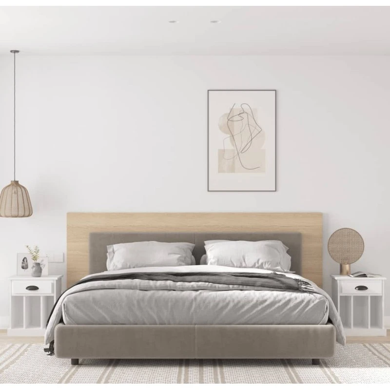 Sengeborde 2 stk. hvid 43x36x50 cm – skuffe & hylder