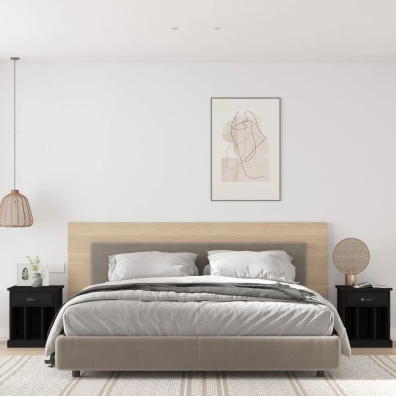 Sengeborde 2 stk. 43x36x50 cm, sort