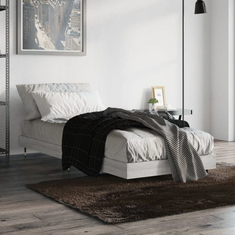 Sengeramme 75x190 cm i konstrueret træ - Grå Sonoma-eg