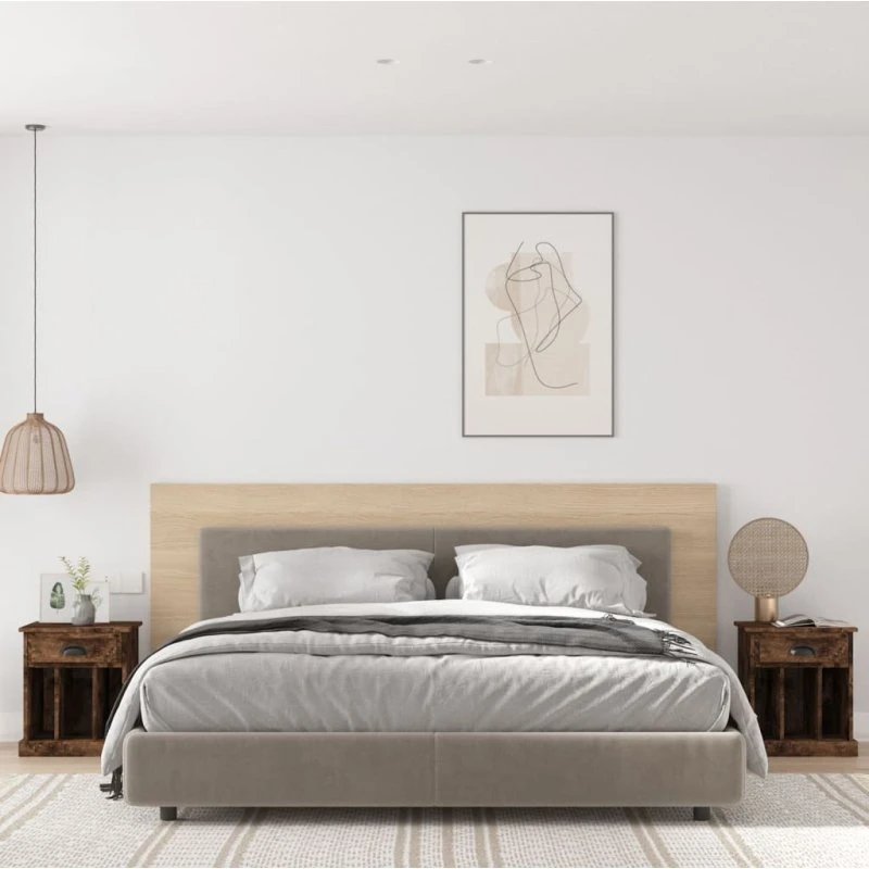 Sengeborde 2 stk. 43x36x50 cm - røget egetræsfarve