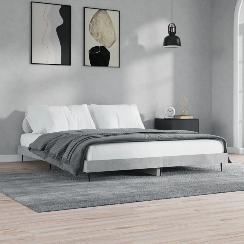 Sengestel 140x200 cm i konstrueret træ - betongrå